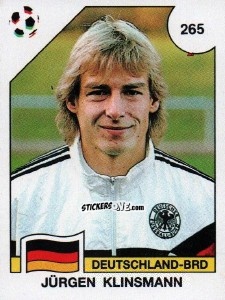 Figurina Jürgen Klinsmann - Campeonato De Futebol Mundial 1990 n. 265 - Panini