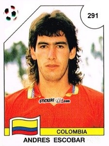 Cromo Andres Escobar - Campeonato De Futebol Mundial 1990 n. 291 - Panini