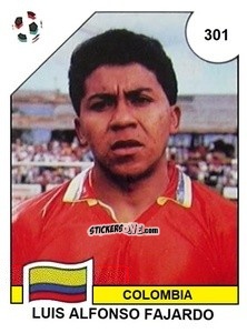 Cromo Luis Alfonso Fajardo - Campeonato De Futebol Mundial 1990 n. 301 - Panini
