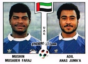 Figurina Mashin Musabeh Faraj / Adil Anas Juma'a - Campeonato De Futebol Mundial 1990 n. 307 - Panini