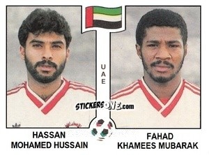 Figurina Hassan Mohamed Hussain / Fahad Khamees Mubarak - Campeonato De Futebol Mundial 1990 n. 313 - Panini