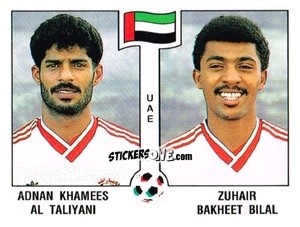 Figurina Adnan Khamees Al Taliyani / Zuhair Bakheet Bilal - Campeonato De Futebol Mundial 1990 n. 314 - Panini