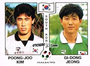 Cromo Poong-Joo Kim / Gi-Dong Jeong - Campeonato De Futebol Mundial 1990 n. 317 - Panini