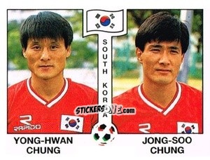 Cromo Yong-Hwan Chung / Jong-Soo Chung - Campeonato De Futebol Mundial 1990 n. 319 - Panini