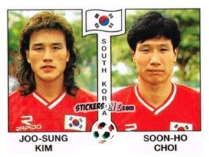 Cromo oo-Sung Kim / Soon-Ho Choi - Campeonato De Futebol Mundial 1990 n. 323 - Panini