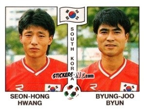 Cromo Seon-Hong Hwang / Byung-Joo Byun - Campeonato De Futebol Mundial 1990 n. 324 - Panini