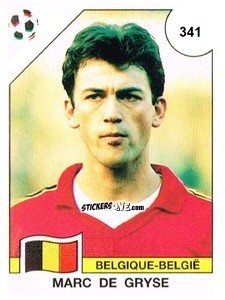 Cromo Marc De Gryse - Campeonato De Futebol Mundial 1990 n. 341 - Panini