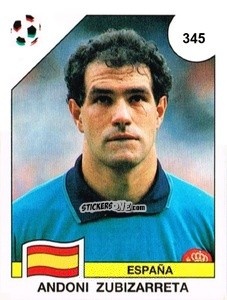 Cromo Andoni Zubizarreta - Campeonato De Futebol Mundial 1990 n. 345 - Panini