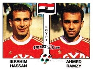 Figurina Ibrahim Hassan / Ahmed Ramzy - Campeonato De Futebol Mundial 1990 n. 442 - Panini