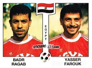 Cromo Badr Ragab / Yasser Farouk - Campeonato De Futebol Mundial 1990 n. 446 - Panini