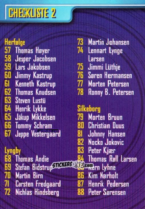 Figurina Checkliste 2 - Danish Faxe Kondi Ligaen 1998-1999 n. 132 - Merlin