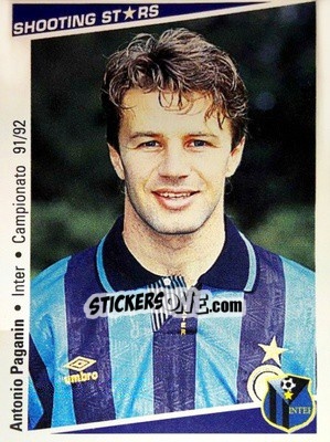 Cromo Antonio Paganin - Shooting Stars Calcio 1991-1992 n. 114 - Merlin