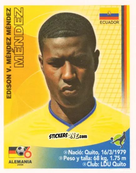 Cromo Édison Méndez - Mundial Alemania 2006 n. 37 - Navarrete
