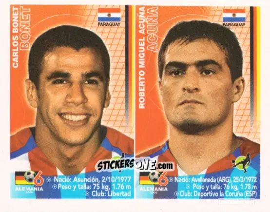 Sticker Carlos Bonet / Roberto Miguel Acuña - Mundial Alemania 2006 n. 105 - Navarrete