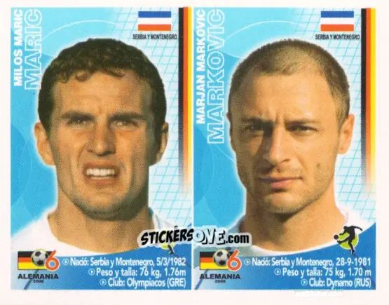 Cromo Milos Maric / Marjan Markovic - Mundial Alemania 2006 n. 160 - Navarrete
