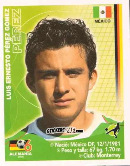 Cromo Lucho Pérez - Mundial Alemania 2006 n. 182 - Navarrete