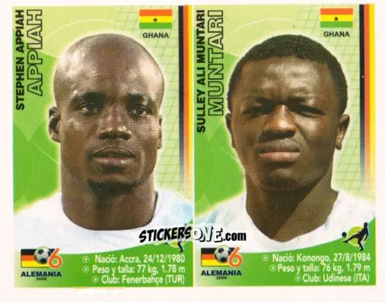 Cromo Stephen Appiah / Sulley Muntari - Mundial Alemania 2006 n. 275 - Navarrete