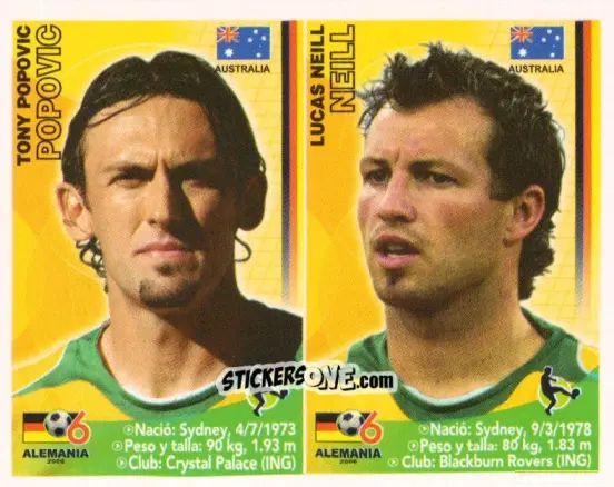 Figurina Tony Popovic / Lucas Neill - Mundial Alemania 2006 n. 319 - Navarrete
