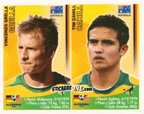 Cromo Vincenzo Grella / Tim Cahill - Mundial Alemania 2006 n. 320 - Navarrete