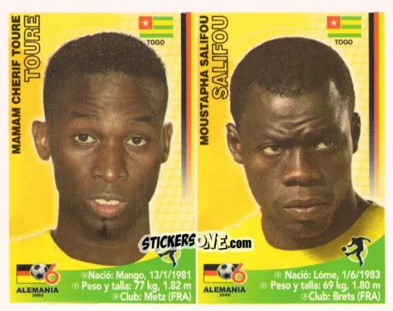 Cromo Mamam Cherif Touré / Moustapha Salifou - Mundial Alemania 2006 n. 378 - Navarrete
