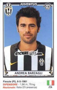Cromo Andrea Barzagli (Juventus) - Calciatori 2010-2011 n. A44 - Panini