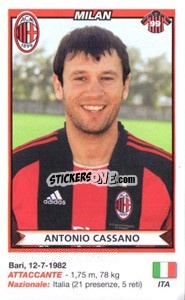 Cromo Antonio Cassano (Milan) - Calciatori 2010-2011 n. A53 - Panini