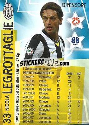 Cromo Nicola Legrottaglie - Juventus. I Piu Forti Siamo Noi n. 39 - Edibas