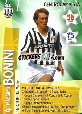 Cromo Massimo Bonini - Juventus. I Piu Forti Siamo Noi n. 60 - Edibas