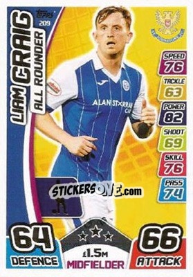 Cromo Liam Craig - SPFL 2017-2018. Match Attax n. 209 - Topps