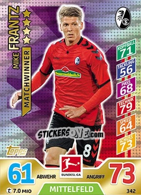 Figurina Mike Frantz - German Fussball Bundesliga 2017-2018. Match Attax n. 342 - Topps