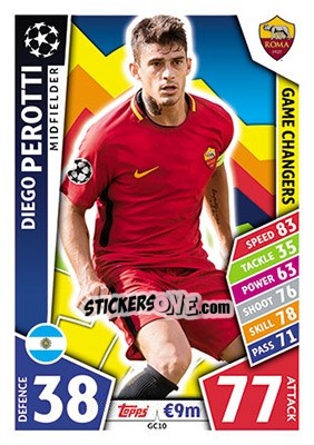 Figurina Diego Perotti - UEFA Champions League 2017-2018. Match Attax n. GC10 - Topps