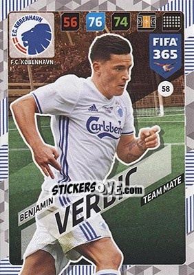Cromo Benjamin Verbic - FIFA 365: 2017-2018. Adrenalyn XL - Nordic edition n. 58 - Panini