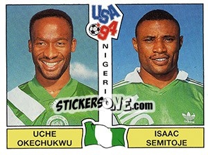 Figurina Uche Okechukwu /Isaac Semitoje - FIFA World Cup USA 1994. Dutch version n. 198 - Panini