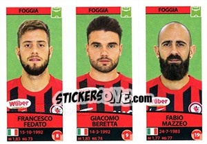 Cromo Francesco Fedato / Giacomo Beretta / Fabio Mazzeo - Calciatori 2017-2018 n. 639 - Panini