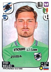 Figurina Vid Belec - Calciatori 2017-2018 n. M38 - Panini