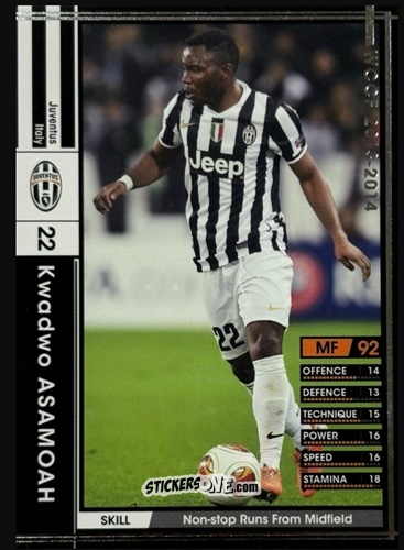 Figurina Kwadwo Asamoah - Sega World Club Champion Football 2013-2014 n. 183 - Panini