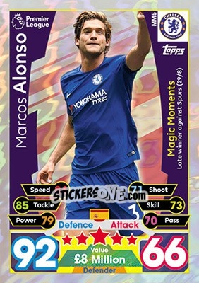 Cromo Marcos Alonso - English Premier League 2017-2018. Match Attax Extra n. MM5 - Topps