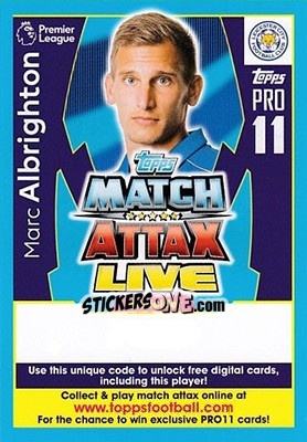 Figurina Marc Albrighton - English Premier League 2017-2018. Match Attax Extra n. PLX18-INUK12 - Topps