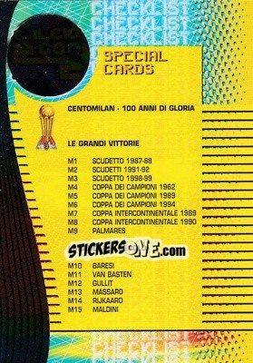 Figurina Checklist - Calcio Cards 1999-2000. Serie 2 n. C2 - Panini