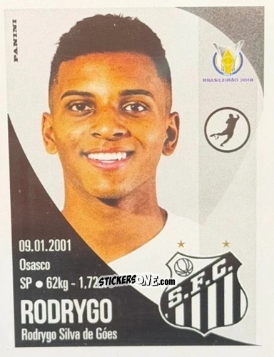 Figurina Rodrygo - Campeonato Brasileiro 2018 n. 267 - Panini