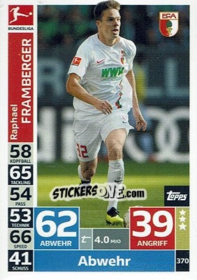 Sticker Raphael Framberger - German Fussball Bundesliga 2018-2019. Match Attax n. 370 - Topps