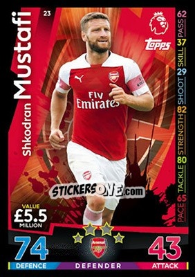 Figurina Shkodran Mustafi - English Premier League 2018-2019. Match Attax n. 23 - Topps
