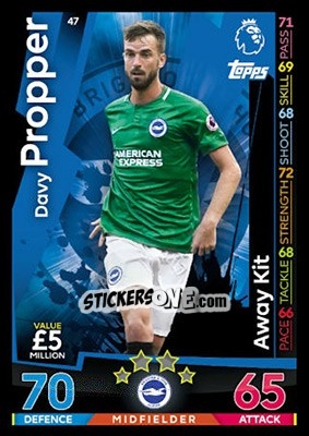 Figurina Davy Propper - English Premier League 2018-2019. Match Attax n. 47 - Topps