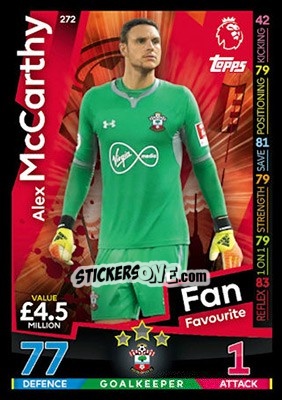 Sticker Alex McCarthy - English Premier League 2018-2019. Match Attax n. 272 - Topps