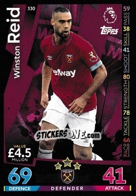Cromo Winston Reid - English Premier League 2018-2019. Match Attax n. 330 - Topps