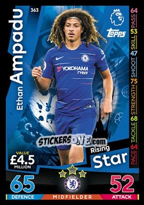 Figurina Ethan Ampadu - English Premier League 2018-2019. Match Attax n. 363 - Topps