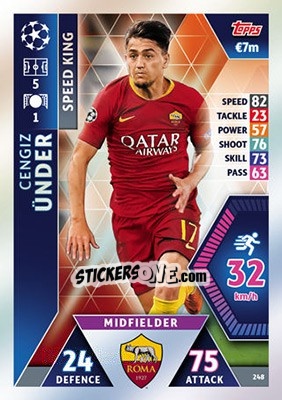 Figurina Cengiz Ünder - UEFA Champions League 2018-2019. Match Attax n. 248 - Topps