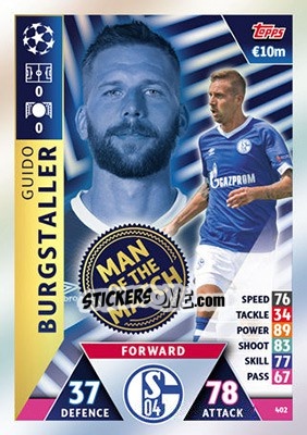 Cromo Guido Burgstaller - UEFA Champions League 2018-2019. Match Attax n. 402 - Topps