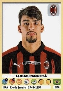 Cromo Lucas Paquetá (Milan) - Calciatori 2018-2019 n. M34 - Panini