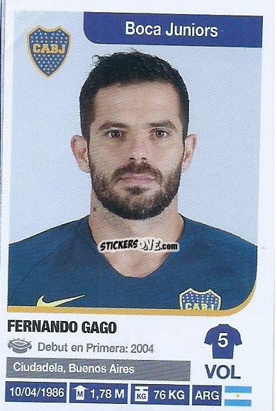 Cromo Fernando Gago - Fùtbol Argentino 2018-2019 n. 85 - Panini